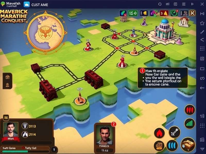 Maverick Maratha Conquest gameplay screenshot showing strategic map and character interface
